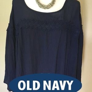 Old Navy Navy Blouse Lace Detail XXL